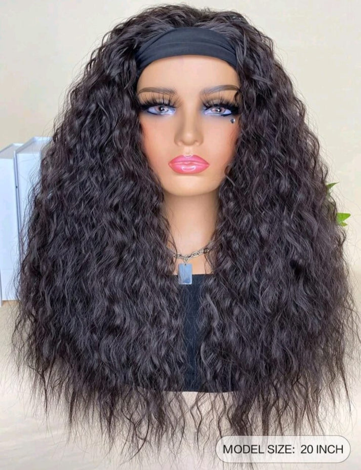 Dark brown headband human hair